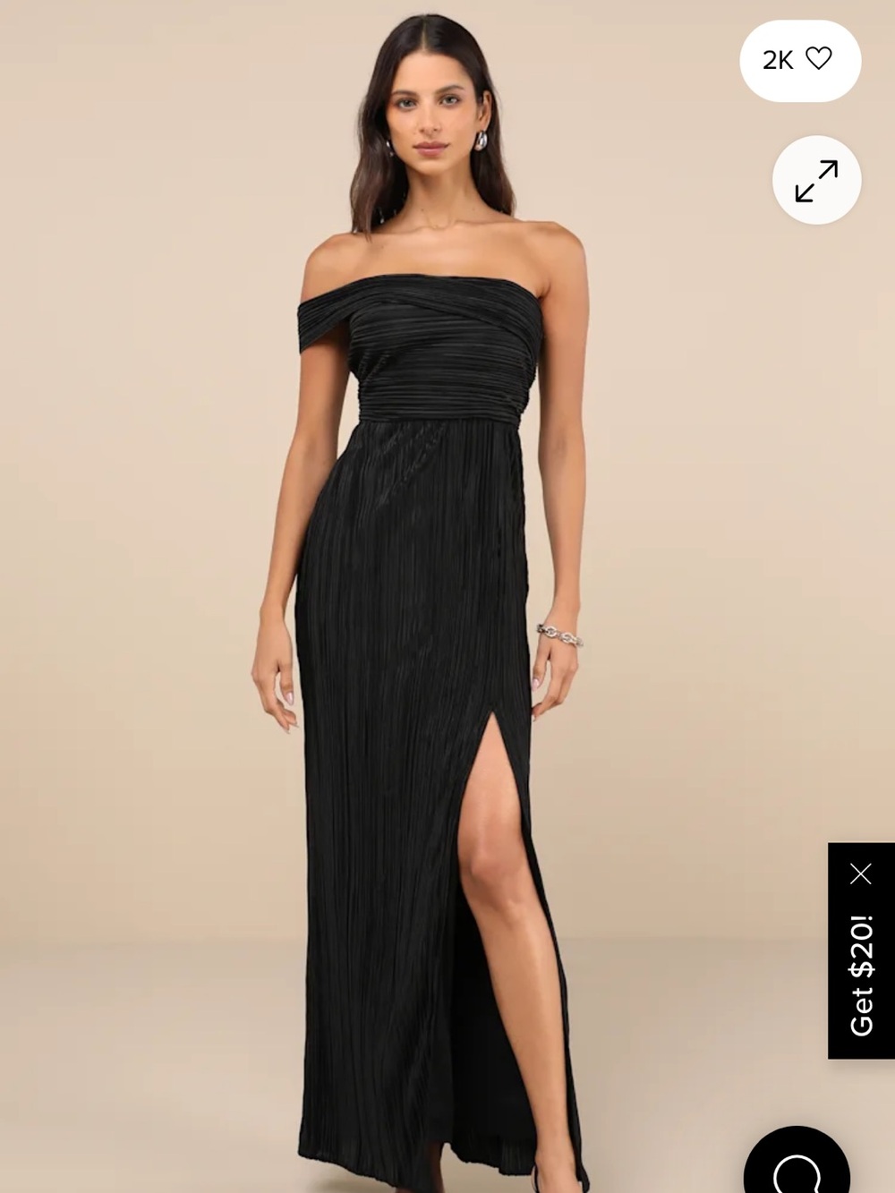 Lulu's Black One-Shoulder Evening Gown with Side Slit